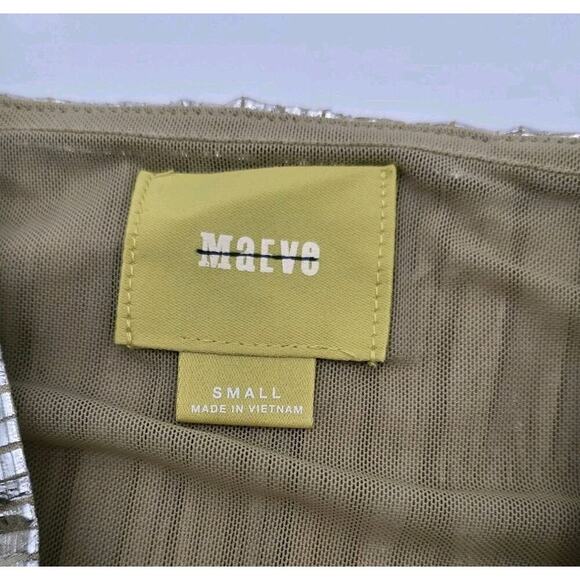 Anthropologie Top Womens Small Silver Tank Boxy Metallic Foil Maeve Shimmer - Picture 3 of 10